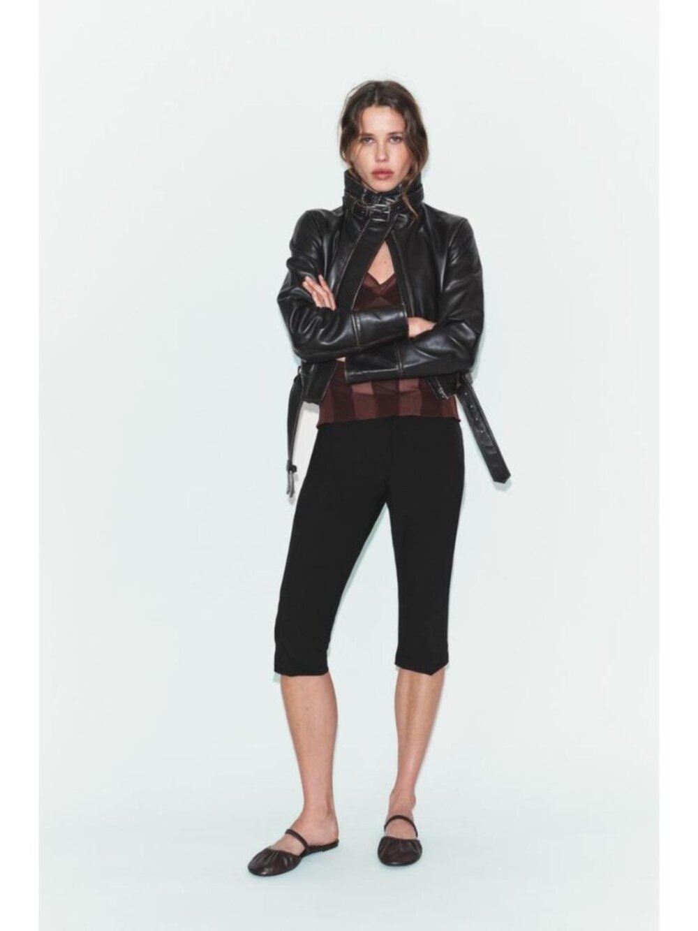 ZARA LEATHER SLINGBACK BALLET FLATS - Picture 2 of 6